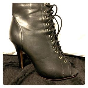 Black open toe booties